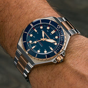 Spinnaker x Islander Dumas Limited Edition Two-Tone Watch with Deep Blue Dial #SP-5081-LIW22 wrist
