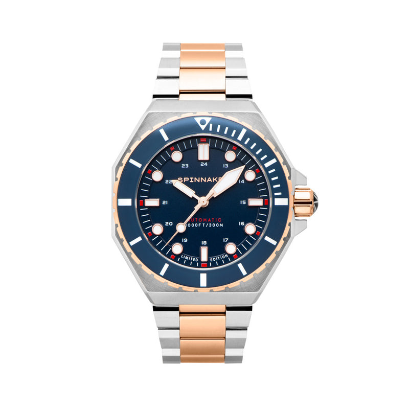 Spinnaker x Islander Dumas Limited Edition Two-Tone Watch with Deep Blue Dial #SP-5081-LIW22