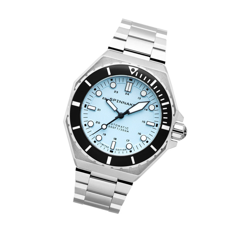 Spinnaker x Islander Dumas Limited Edition Watch with Light Blue Dial #SP-5081-LIW33 tilt