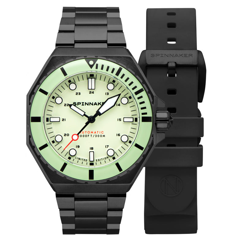 Spinnaker x Islander Dumas Limited Edition PVD Watch with Full Lume Dial #SP-5081-LIW44 combo