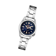 Seiko 5 Sports Automatic Watch with Sunburst Blue Dial and 28mm Case #SRE003 tilt