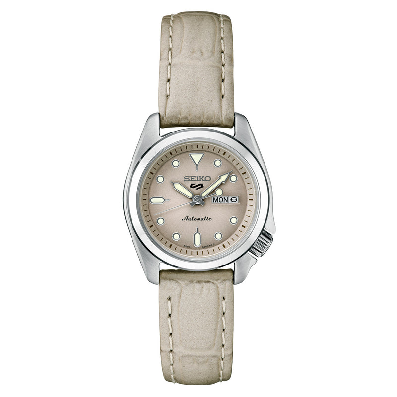 Seiko 5 Sports Automatic Watch with Tan Dial and 28mm Case #SRE005 Zoom
