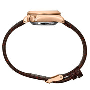 Seiko 5 Sports Automatic Watch with Chocolate Dial and 28mm Rose Goldtone Case #SRE006 Crown