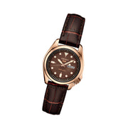 Seiko 5 Sports Automatic Watch with Chocolate Dial and 28mm Rose Goldtone Case #SRE006 Tilt