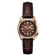 Seiko 5 Sports Automatic Watch with Chocolate Dial and 28mm Rose Goldtone Case #SRE006 Zoom