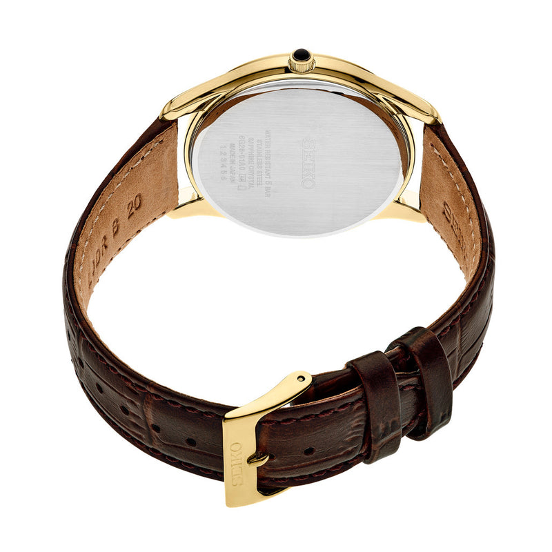 Seiko Essentials 39mm Dress Watch with White Dial #SRK050 Back