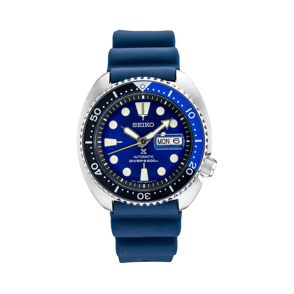 Seiko Turtle Prospex Automatic Dive Watch with Blue Dial and Silicone Strap #SRPD43
