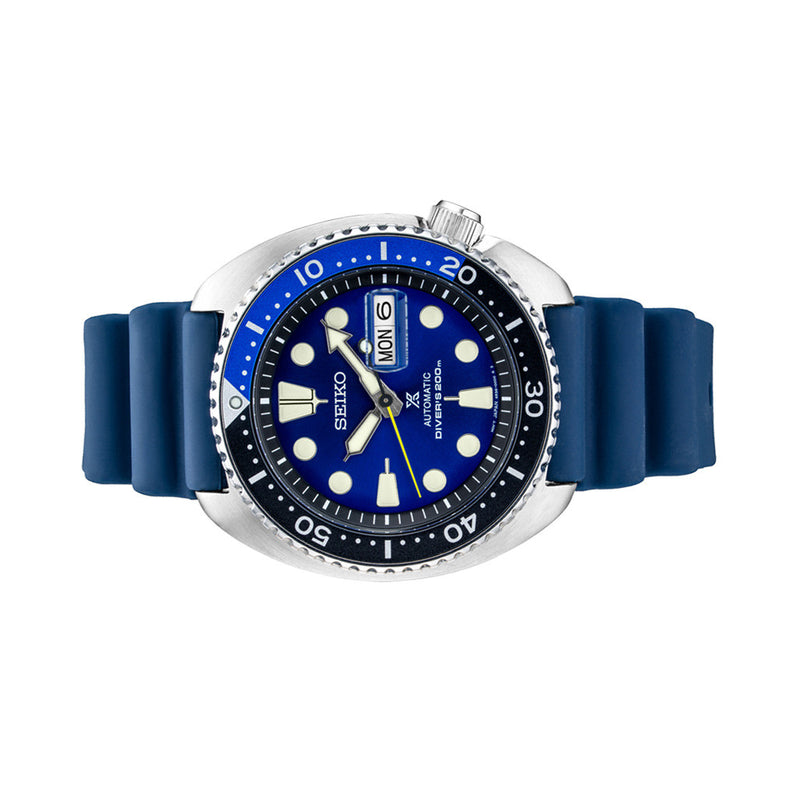 Seiko Turtle Prospex Automatic Dive Watch with Blue Dial and Silicone Strap #SRPD43 side