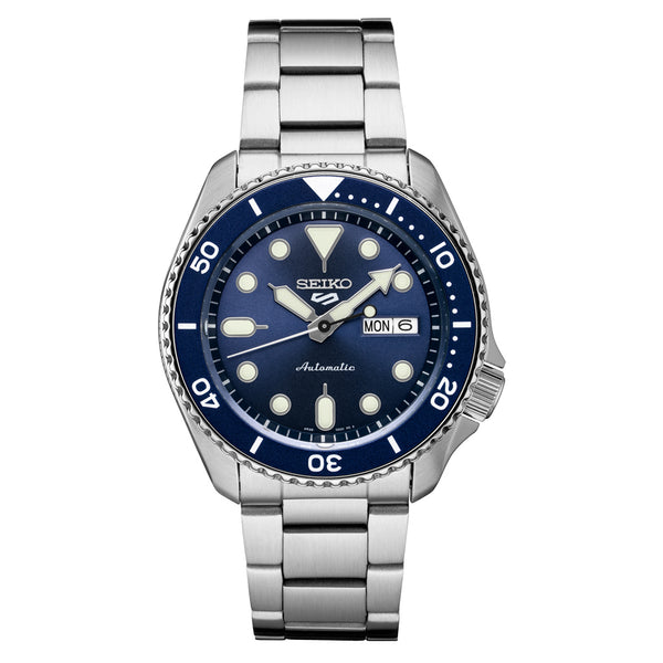 Seiko 5 Sports 24-Jewel Automatic Watch with Blue Dial and SS Bracelet #SRPD51