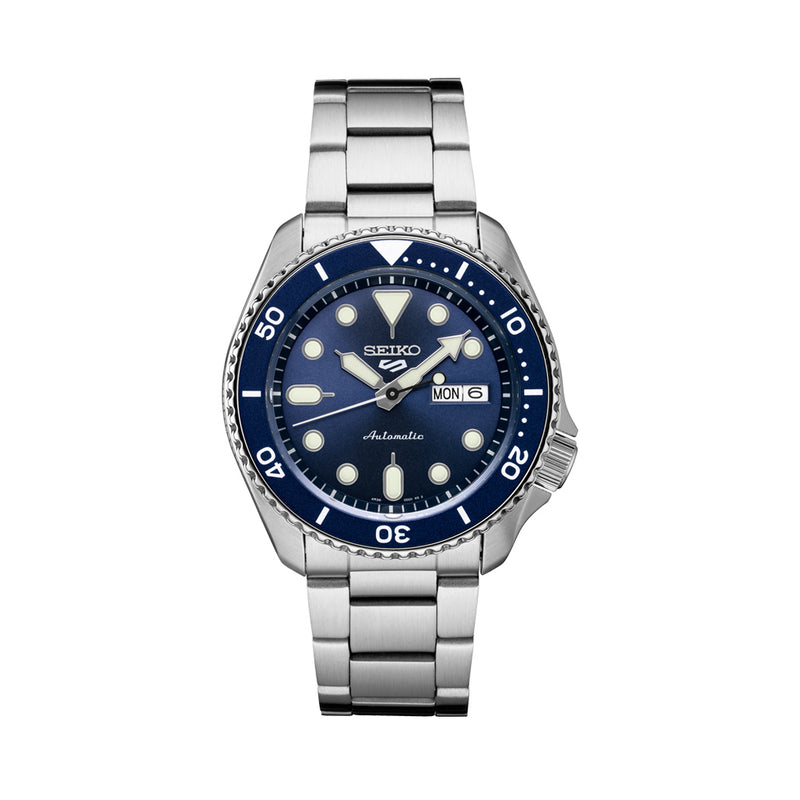 Seiko 5 Sports 24-Jewel Automatic Watch with Blue Dial and SS Bracelet #SRPD51