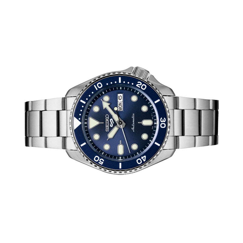 Seiko 5 Sports 24-Jewel Automatic Watch with Blue Dial and SS Bracelet #SRPD51