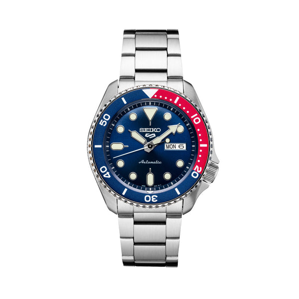 Seiko 5 Sports Automatic Watch with Blue Dial and Pepsi Bezel #SRPD53