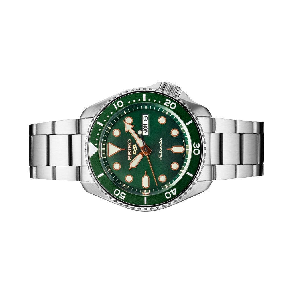 Seiko 5 Sports Automatic 24-Jewel Watch with Green Dial #SRPD63