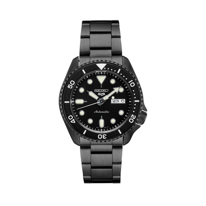 Seiko 5 Sports 24-Jewel Automatic Watch with Black Dial and Black PVD Bracelet #SRPD65