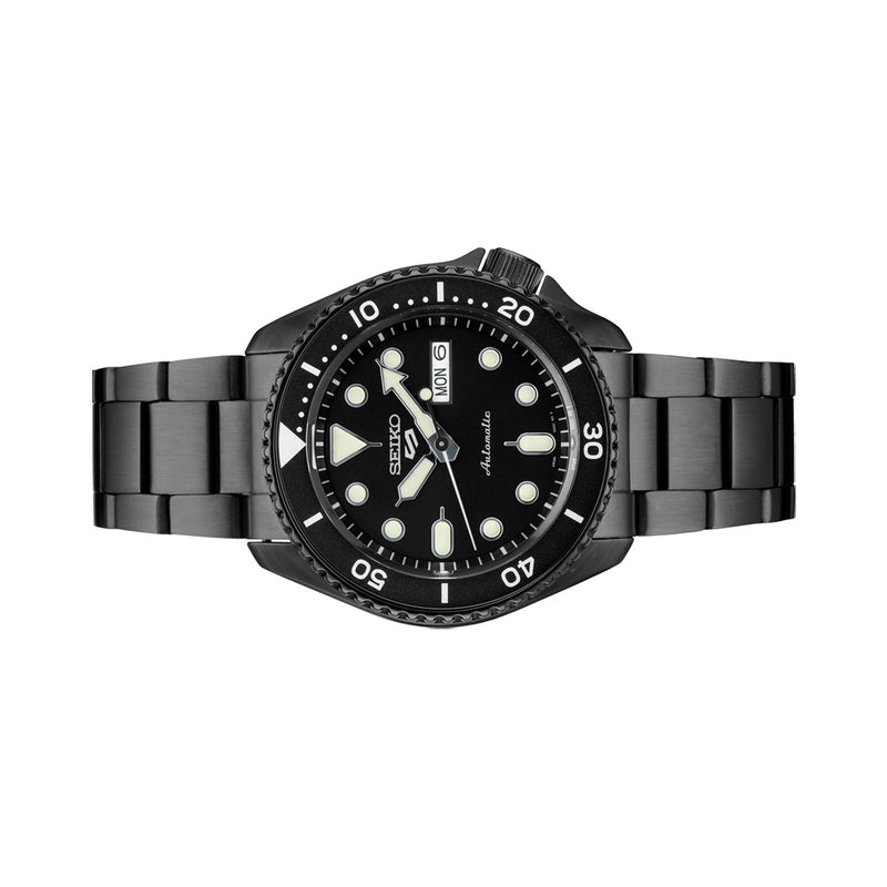 Seiko 5 Sports 24-Jewel Automatic Watch with Black Dial and Black PVD Bracelet #SRPD65