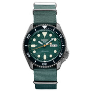 Seiko 5 Sports 24-Jewel Automatic Watch with Textured Green Dial and Nylon Strap #SRPD77