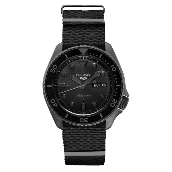 Seiko 5 Sports 24-Jewel Automatic Watch with Black Dial and Black PVD Case #SRPD79