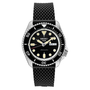 Seiko 5 Sports 24-Jewel Automatic Watch with Black Dial and Silicone Strap #SRPD93