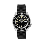 Seiko 5 Sports 24-Jewel Automatic Watch with Black Dial and Silicone Strap #SRPD93