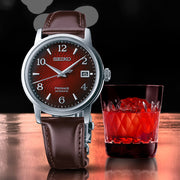 Seiko Presage Automatic Dress Watch with Red Arabic Dial #SRPE41 lifestyle