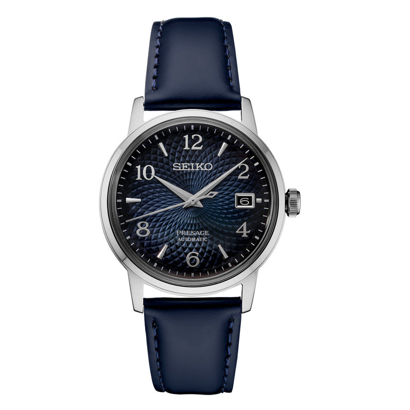 Seiko Presage Automatic Dress Watch with Blue Arabic Dial #SRPE43 zoom