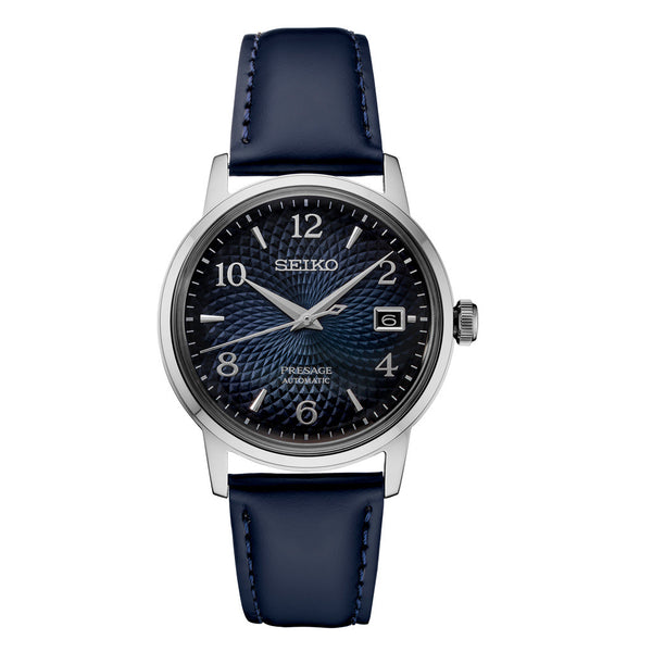 Seiko Presage Automatic Dress Watch with Blue Arabic Dial #SRPE43 zoom