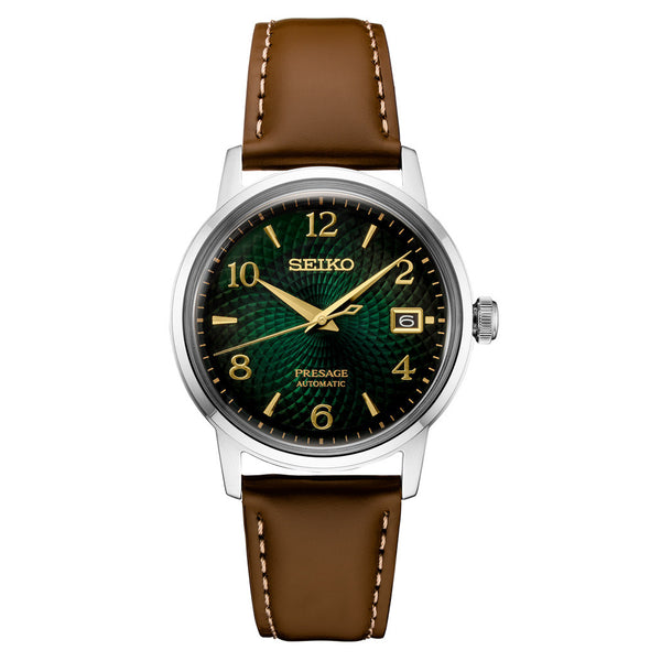 Seiko Presage Automatic Dress Watch with Green Arabic Dial and Gold Accents #SRPE45 zoom