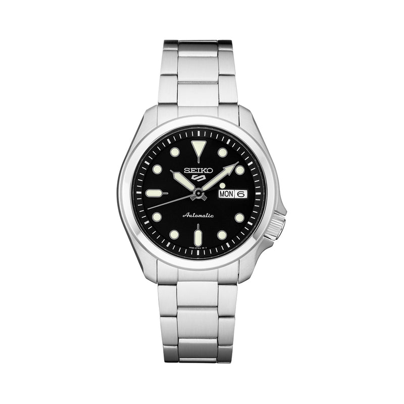 Seiko 5 Sports 24-Jewel Automatic Watch with Black Dial and SS Bracelet #SRPE55