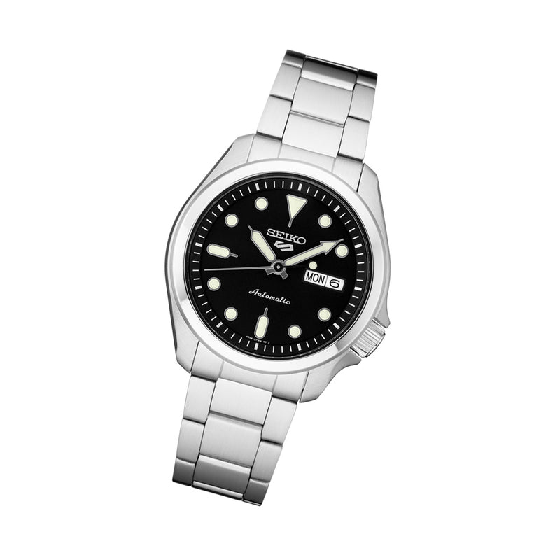 Seiko 5 Sports 24-Jewel Automatic Watch with Black Dial and SS Bracelet #SRPE55