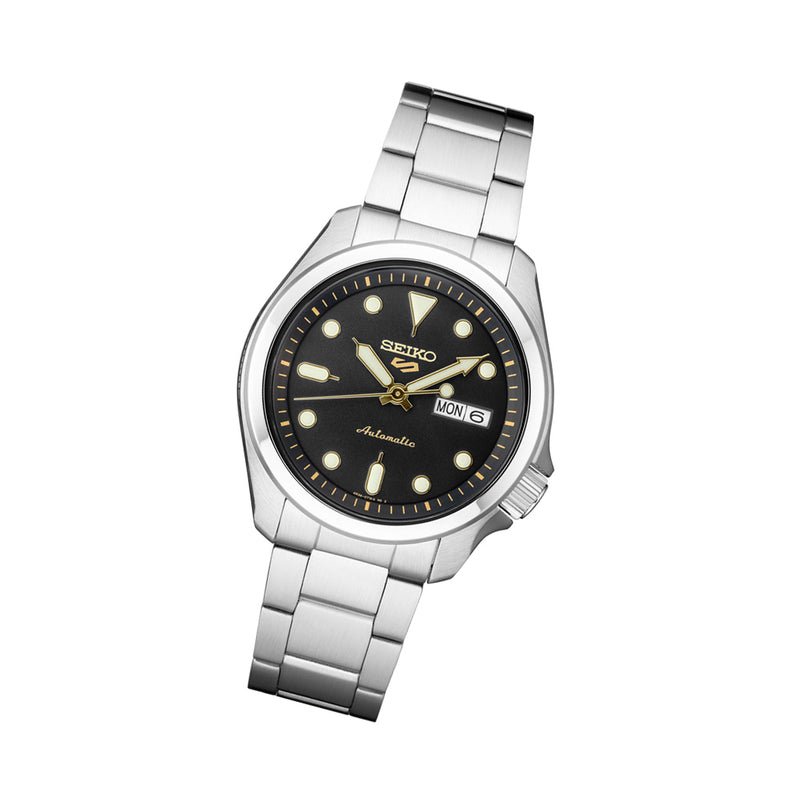 Seiko 5 Sports 24-Jewel Automatic Watch with Black Dial and SS Bracelet #SRPE57