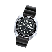 Seiko Turtle Prospex Automatic Dive Watch with Black Dial and Black Silicone Dive Strap #SRPE93 Tilt