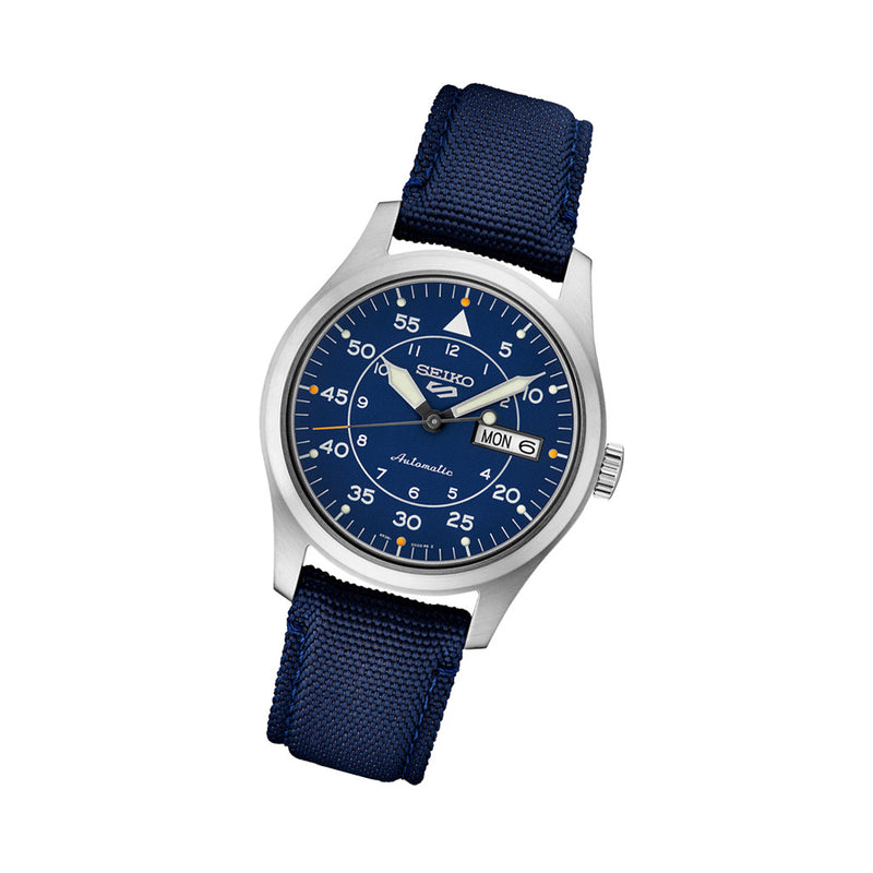 Seiko 5 Sports Automatic Field Watch with Blue Dial #SRPH31 Tilt
