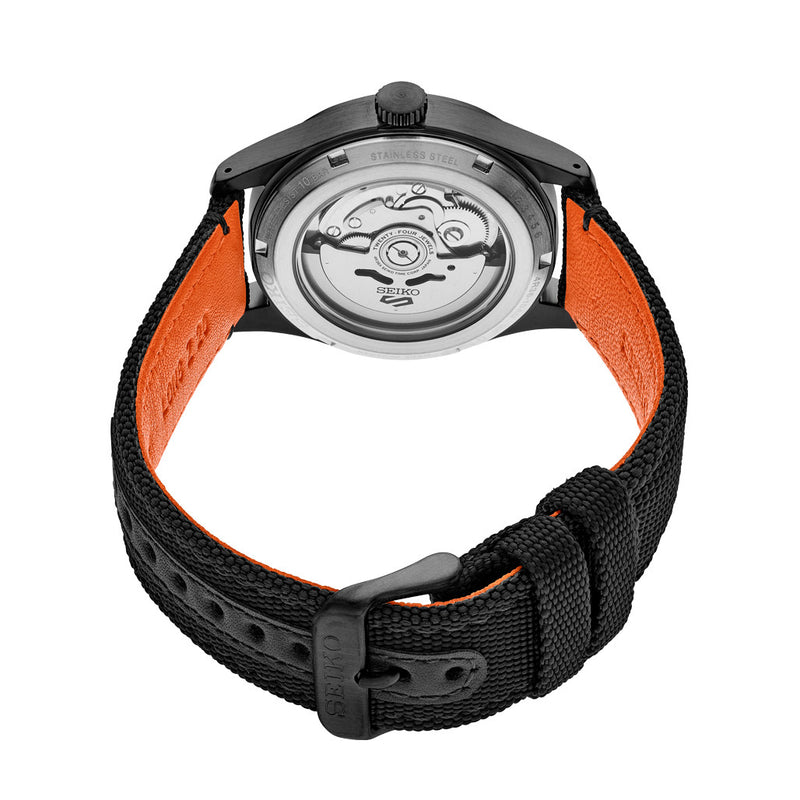 Seiko 5 Sports Automatic Field Watch with Black Ion Finish Black Dial #SRPH33 Back