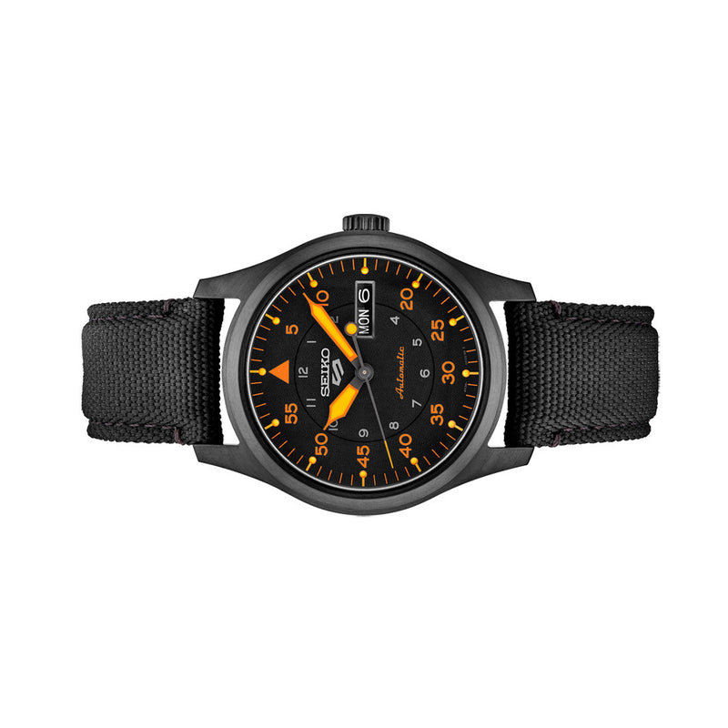 Seiko 5 Sports Automatic Field Watch with Black Ion Finish Black Dial #SRPH33 Side