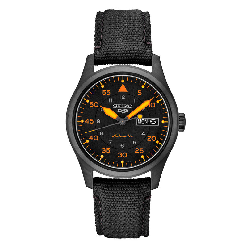 Seiko 5 Sports Automatic Field Watch with Black Ion Finish Black Dial #SRPH33 Zoom