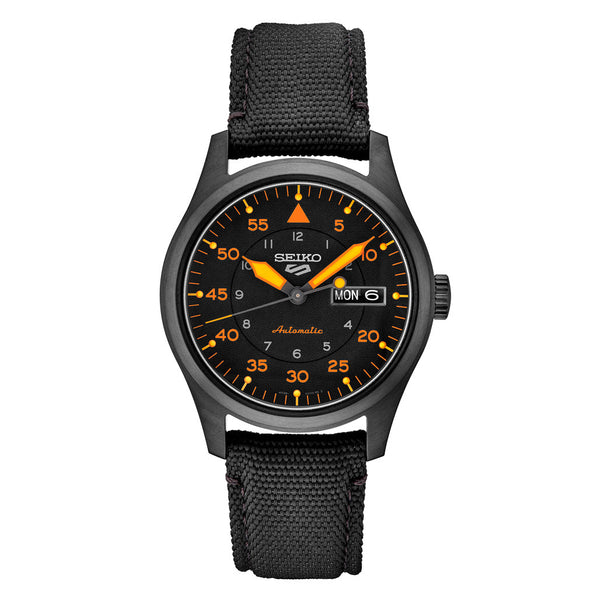 Seiko 5 Sports Automatic Field Watch with Black Ion Finish Black Dial #SRPH33 Zoom