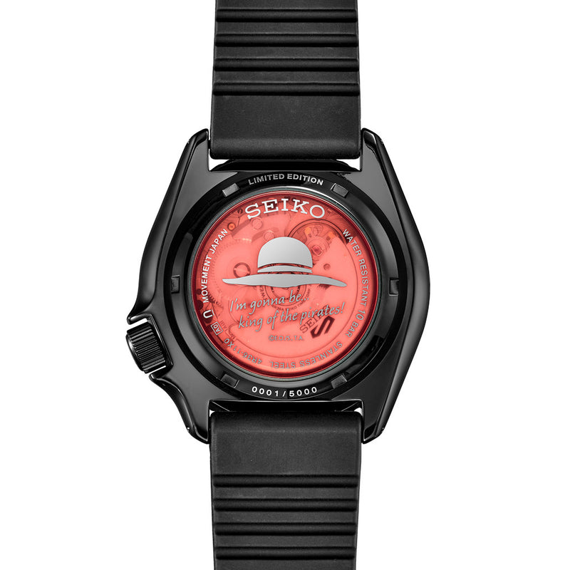 Seiko 5 Sports One Piece Monkey D. Luffy Limited Edition Watch #SRPH65 back