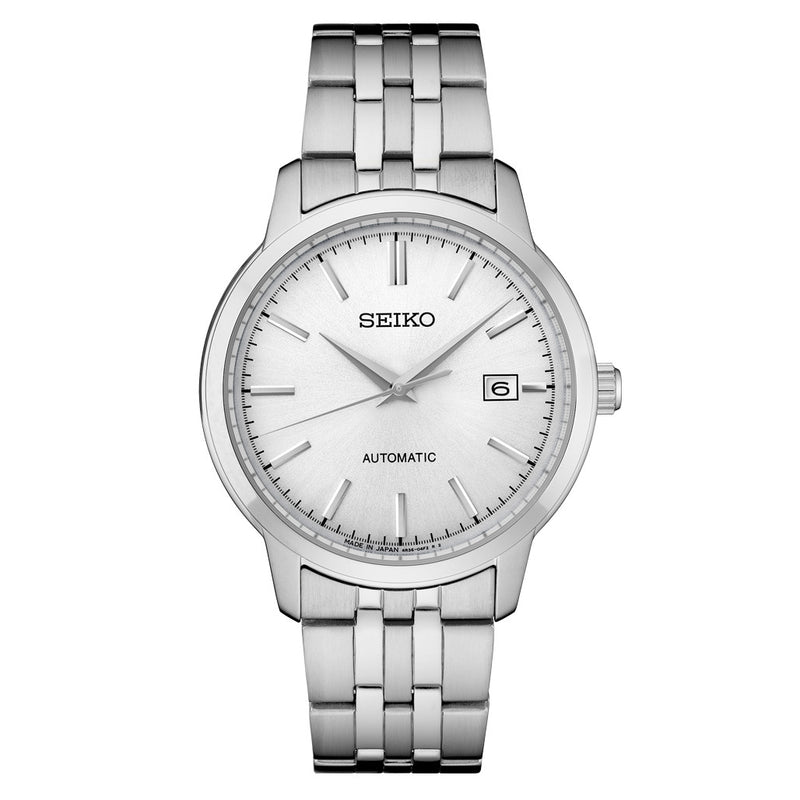 Seiko Essentials Automatic Dress Watch with White Sunray Dial #SRPH85 zoom
