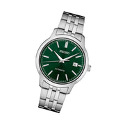 Seiko Essentials Automatic Dress Watch with Green Sunray Dial #SRPH89 tilt