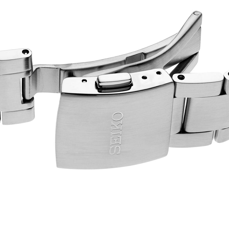 Seiko Presage Automatic 1960's Style Dress Watch with White Dial and Red Bezel #SRPH93 clasp