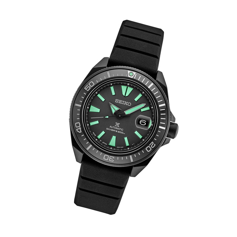 Seiko Prospex Black Series Limited Edition Night Vision Samurai #SRPH97 tilt