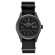 Seiko 5 Sports Field Watch in Stealth Black on Nylon Strap #SRPJ11 zoom