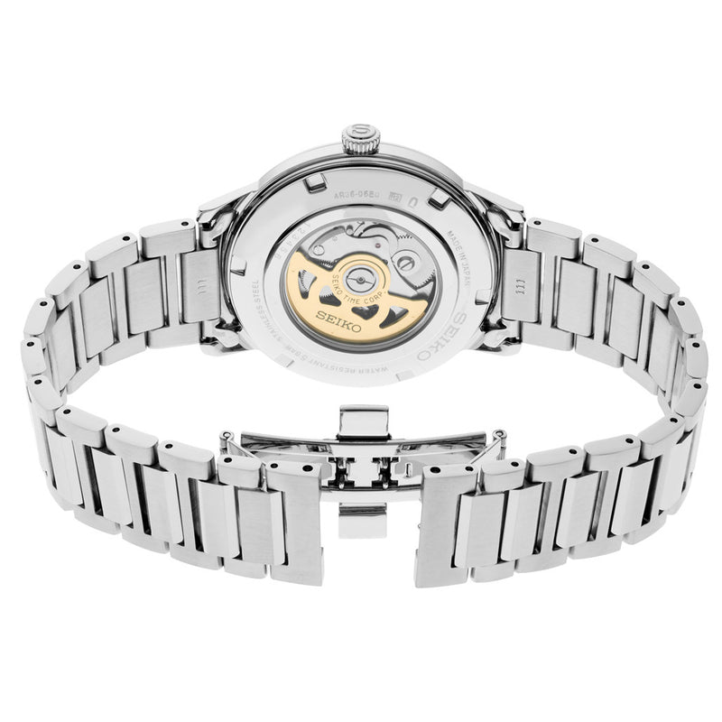 Seiko Presage Automatic Dress Watch with Gradated Blue Dial and Gloss Finish #SRPJ13 back