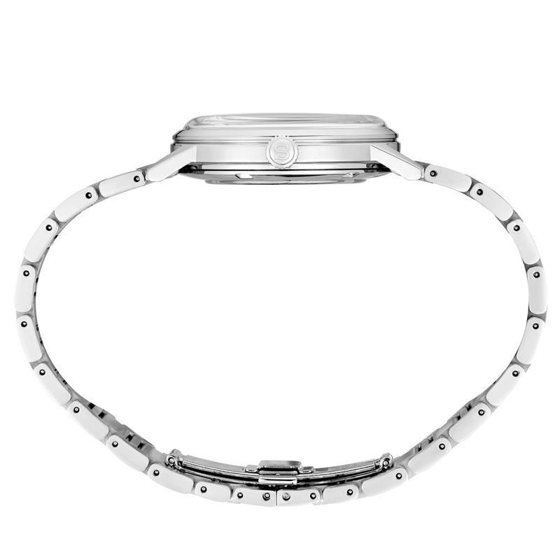 Seiko Presage Automatic Dress Watch with Gradated Blue Dial and Gloss Finish #SRPJ13 crown