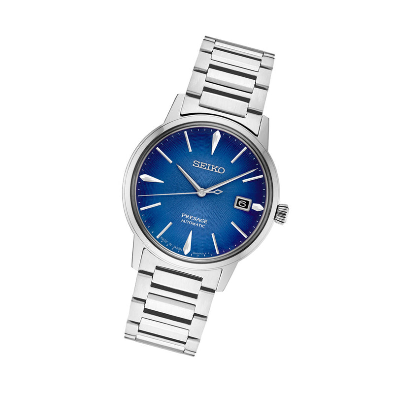 Seiko Presage Automatic Dress Watch with Gradated Blue Dial and Gloss Finish #SRPJ13 tilt