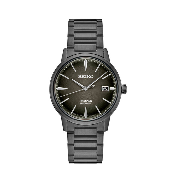 Seiko Presage Automatic Dress watch in Full Black Plating and Gradated Black Dial with Gloss Finish #SRPJ15