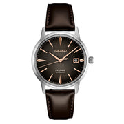 Seiko Presage Automatic Dress Watch with Gradated Gray/Brown Dial and Rose Gold Markers #SRPJ17 zoom