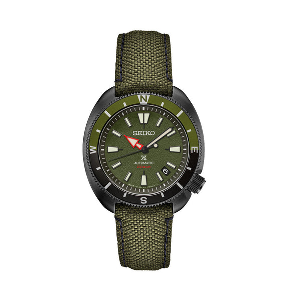 Seiko Prospex Land US Special Edition Tortoise Watch with Black Case and Green Dial #SRPJ31