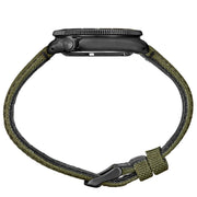 Seiko Prospex Land US Special Edition Tortoise Watch with Black Case and Green Dial #SRPJ31 crown