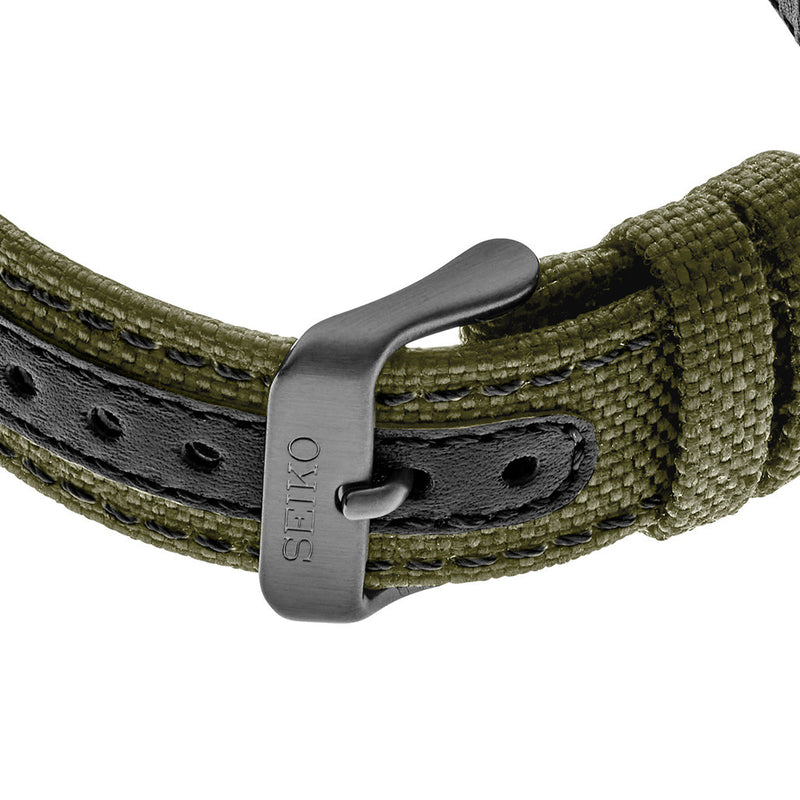 Seiko Prospex Land US Special Edition Tortoise Watch with Black Case and Green Dial #SRPJ31 buckle